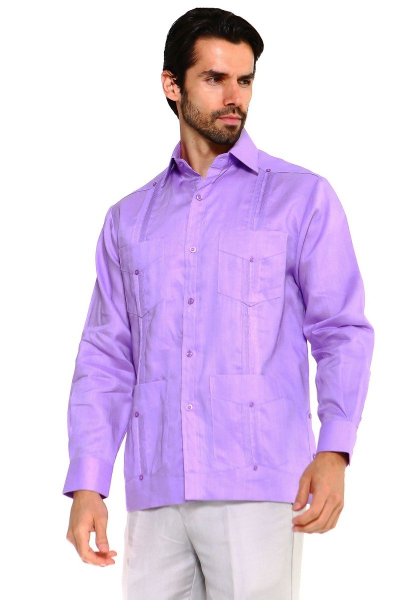 Mojito Collection Men's Big Size Guayabera Shirt Premium 100% Linen Long Sleeve 3X-8X - Mojito Collection - 3X, 4X, 5X, 6X, 7X, 8X, Big Size, Big Size Guayabera, Big Size Shirt, Linen Guayabe