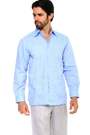 Mojito Collection Men's Big Size Guayabera Shirt Premium 100% Linen Long Sleeve 3X-8X - Mojito Collection - 3X, 4X, 5X, 6X, 7X, 8X, Big Size, Big Size Guayabera, Big Size Shirt, Linen Guayabe