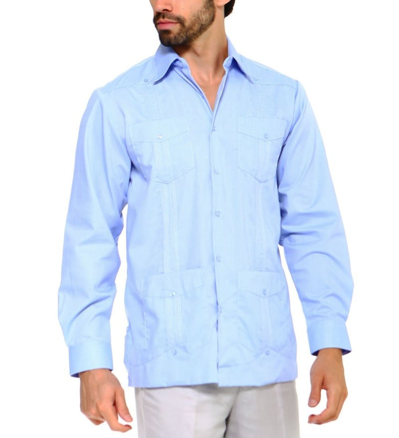 Mojito Collection Men's Big Size Guayabera Shirt Premium 100% Linen Long Sleeve 3X-8X - Mojito Collection - 3X, 4X, 5X, 6X, 7X, 8X, Big Size, Big Size Guayabera, Big Size Shirt, Linen Guayabe