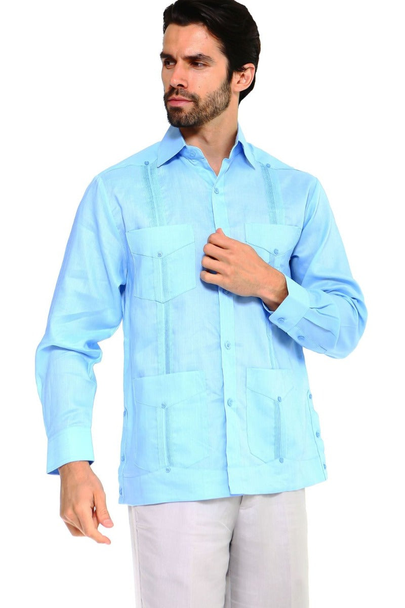 Mojito Collection Men's Guayabera Shirt Premium 100% Linen Long Sleeve - Mojito Collection - Chacabana, Guayabera, Linen Guayabera, Long Sleeve Shirt, Mens Shirt, Mojito Guayabera Shirt, Moji