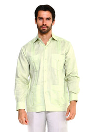 Mojito Collection Men's Big Size Guayabera Shirt Premium 100% Linen Long Sleeve 3X-8X - Mojito Collection - 3X, 4X, 5X, 6X, 7X, 8X, Big Size, Big Size Guayabera, Big Size Shirt, Linen Guayabe