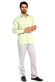 Mojito Collection Men's Big Size Guayabera Shirt Premium 100% Linen Long Sleeve 3X-8X - Mojito Collection - 3X, 4X, 5X, 6X, 7X, 8X, Big Size, Big Size Guayabera, Big Size Shirt, Linen Guayabe
