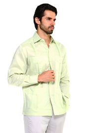 Mojito Collection Men's Big Size Guayabera Shirt Premium 100% Linen Long Sleeve 3X-8X - Mojito Collection - 3X, 4X, 5X, 6X, 7X, 8X, Big Size, Big Size Guayabera, Big Size Shirt, Linen Guayabe