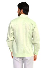 Mojito Collection Men's Big Size Guayabera Shirt Premium 100% Linen Long Sleeve 3X-8X - Mojito Collection - 3X, 4X, 5X, 6X, 7X, 8X, Big Size, Big Size Guayabera, Big Size Shirt, Linen Guayabe