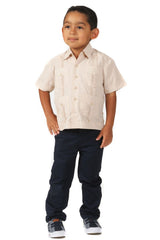 Boy's Cotton Blend Guayabera Shirt Short Sleeve 4-10