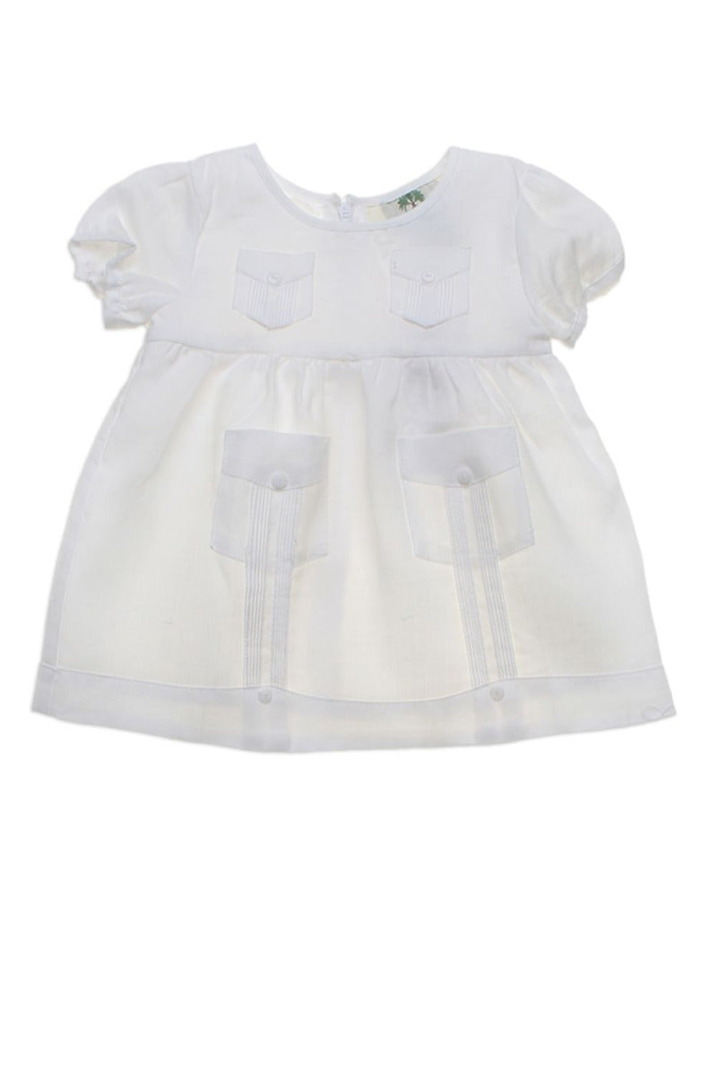 Infant Baby Girl Linen Guayabera Dress 3M-12M - Mojito Collection - Baby Girl, Guayabera Dress, Infant Dress, Infant Guayabera dress