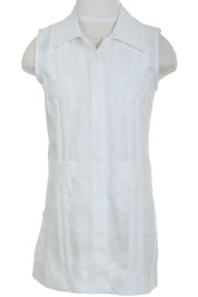 Girls Sleeveless Guayabera Linen Dress with 4 Pocket Design 2T-4T and 4-10 - Mojito Collection - Girls Dress, Girls Guayabera Dress, Linen Dress