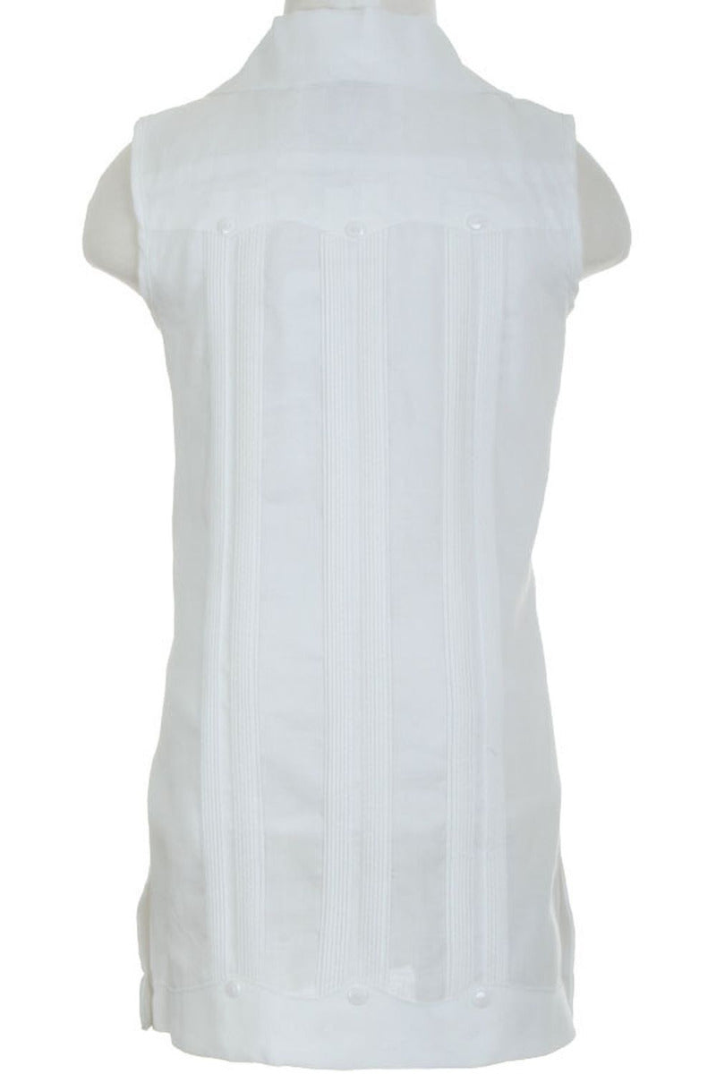 Girls Sleeveless Guayabera Linen Dress with 4 Pocket Design 2T-4T and 4-10 - Mojito Collection - Girls Dress, Girls Guayabera Dress, Linen Dress