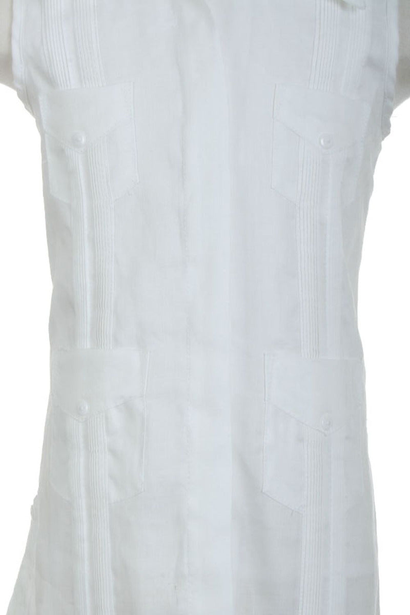 Girls Sleeveless Guayabera Linen Dress with 4 Pocket Design 2T-4T and 4-10 - Mojito Collection - Girls Dress, Girls Guayabera Dress, Linen Dress