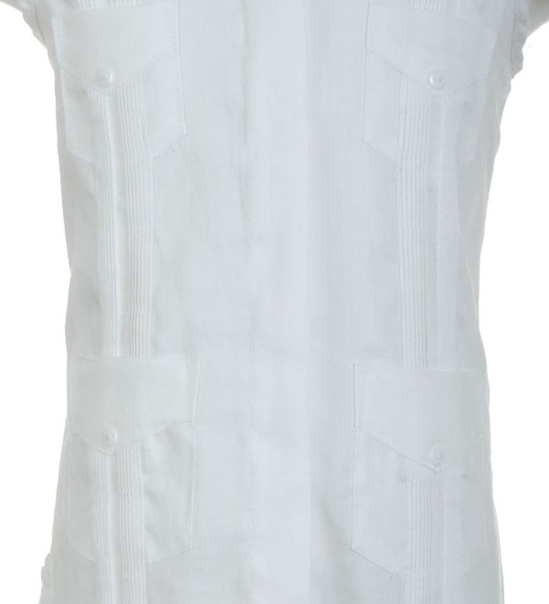 Girls Sleeveless Guayabera Linen Dress with 4 Pocket Design 2T-4T and 4-10 - Mojito Collection - Girls Dress, Girls Guayabera Dress, Linen Dress
