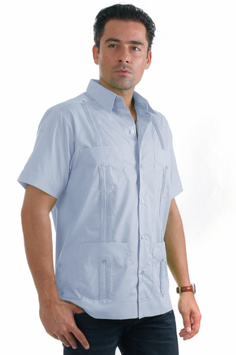 Mojito Collection Big Size Guayabera Shirt Classic Poly Cotton Short Sleeve 3X-8X - Mojito Collection - Guayabera, Mens Shirt, Mojito Guayabera Shirt
