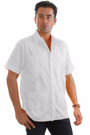 Mojito Collection Big Size Guayabera Shirt Classic Poly Cotton Short Sleeve 3X-8X - Mojito Collection - Guayabera, Mens Shirt, Mojito Guayabera Shirt