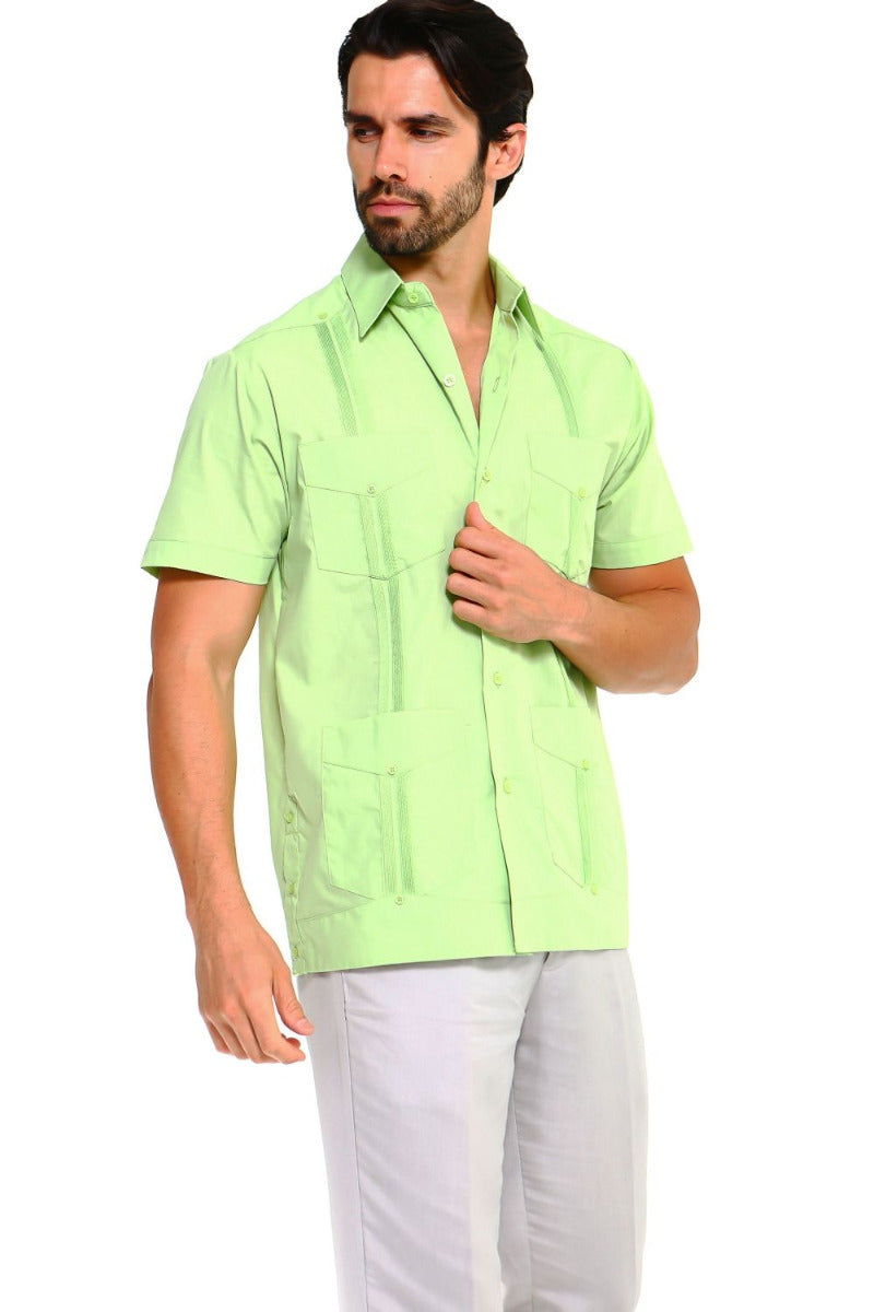 Mojito Collection Big Size Guayabera Shirt Classic Poly Cotton Short Sleeve 3X-8X - Mojito Collection - Guayabera, Mens Shirt, Mojito Guayabera Shirt