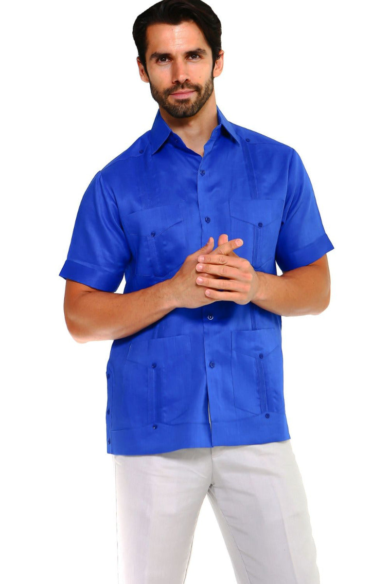 Mojito Collection Big Size Guayabera Shirt Classic Poly Cotton Short Sleeve 3X-8X - Mojito Collection - Guayabera, Mens Shirt, Mojito Guayabera Shirt