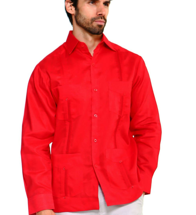 Mojito Collection Big Size Guayabera Shirt Classic Poly Cotton Long Sleeve 3X-8X - Mojito Collection - Guayabera, Long Sleeve Shirt, Mens Shirt, Mojito Guayabera Shirt
