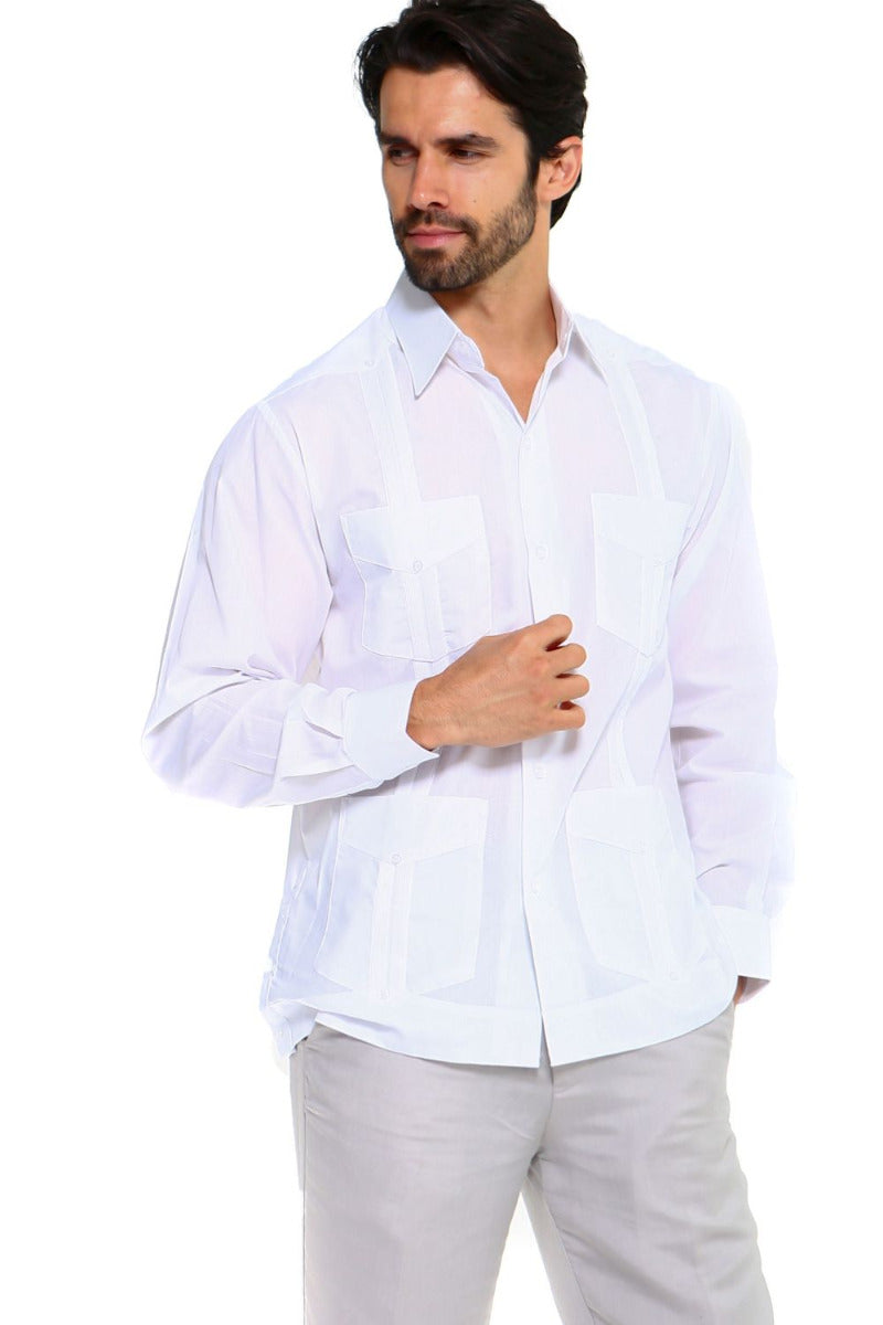 Mojito Collection Guayabera Shirt Classic Poly Cotton Blend Long Sleeve - Mojito Collection - Guayabera, Long Sleeve Shirt, Mens Shirt, Mojito Guayabera Shirt