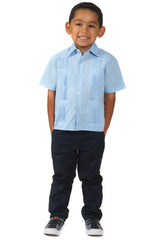 Boy's Cotton Blend Guayabera Shirt Short Sleeve 4-10